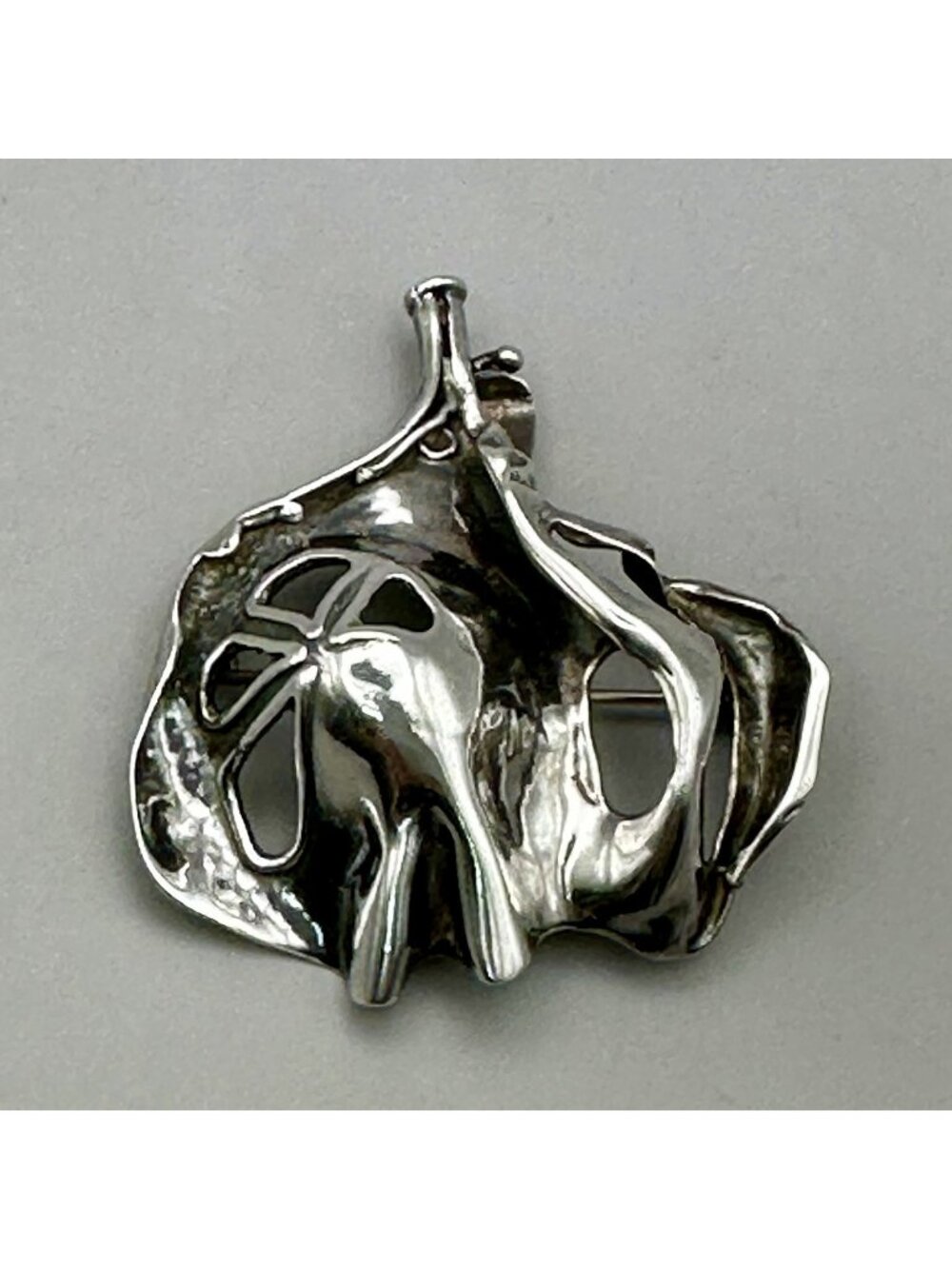 Brutalist Organic Abstract Brooch Pendant Amir Poran Sterling Silver Fruit Shape